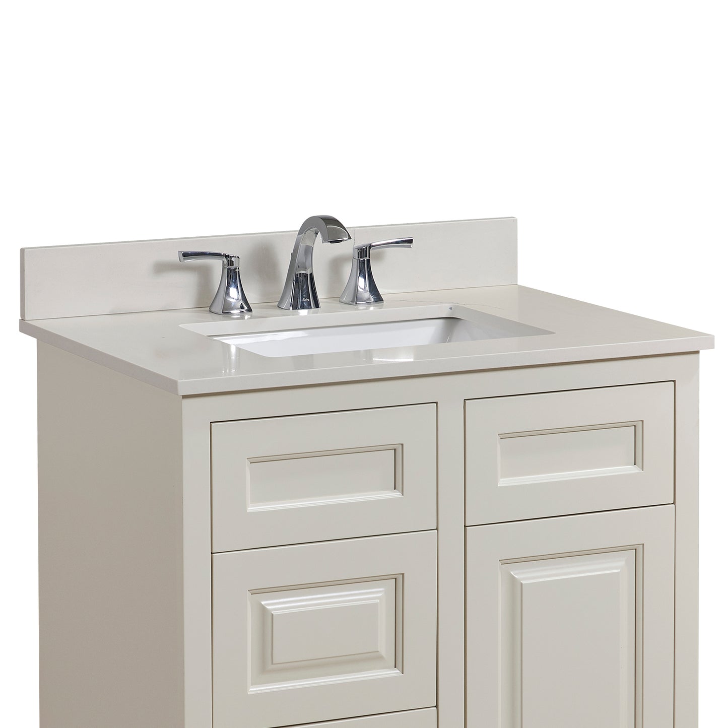31 in. Stone effects Vanity Top in Milano White with White Sink