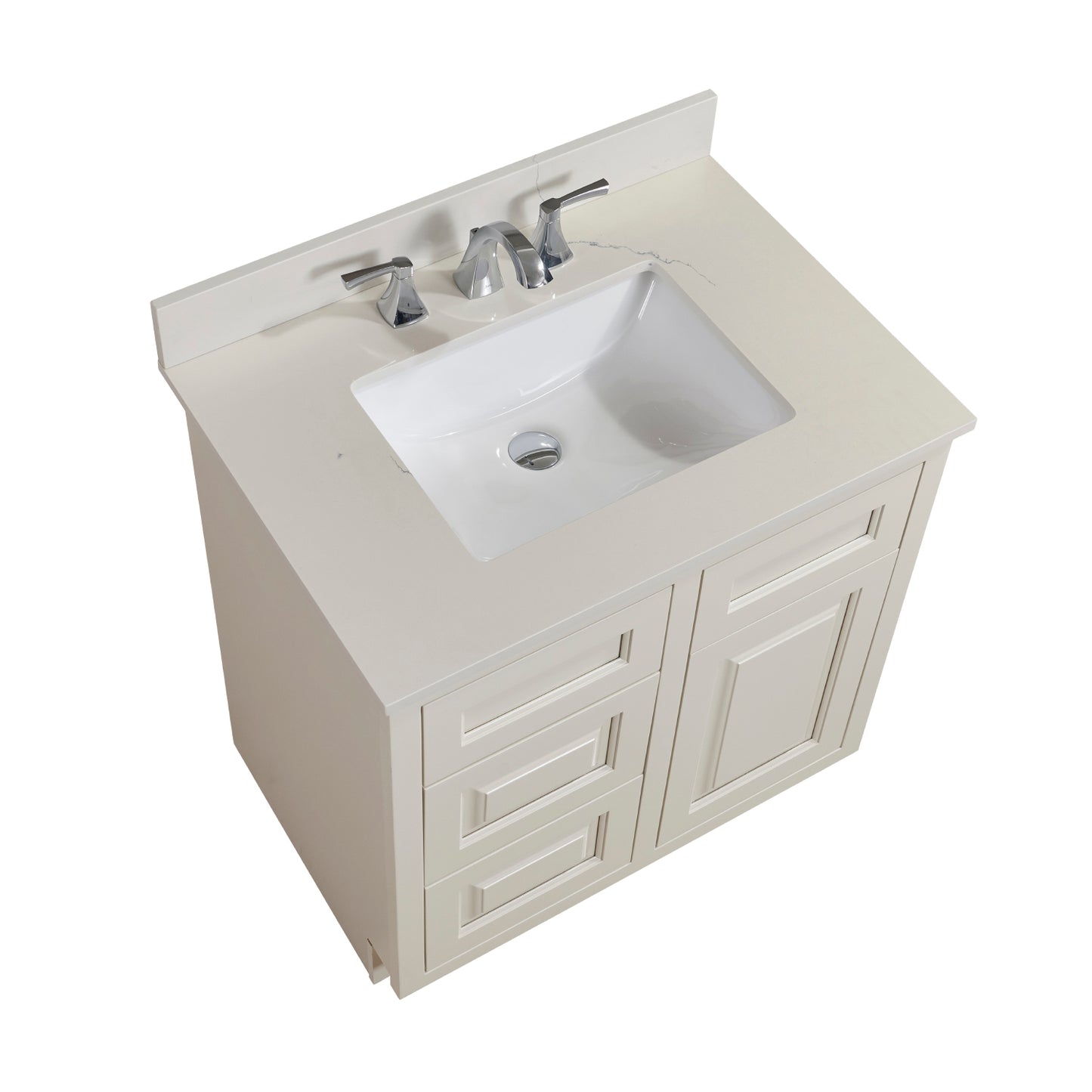 31 in. Stone effects Vanity Top in Milano White with White Sink