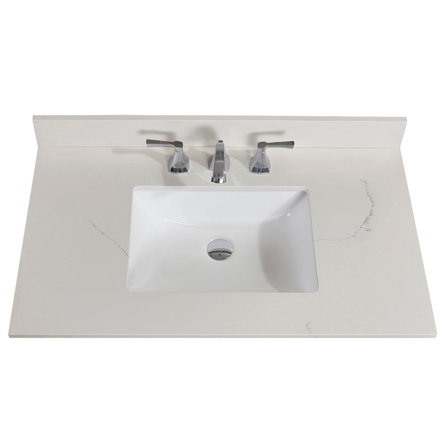 Stone effects Vanity Top in Milano White with White Sink