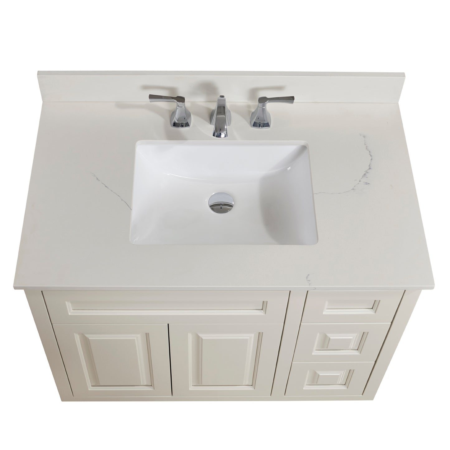 Stone effects Vanity Top in Milano White with White Sink