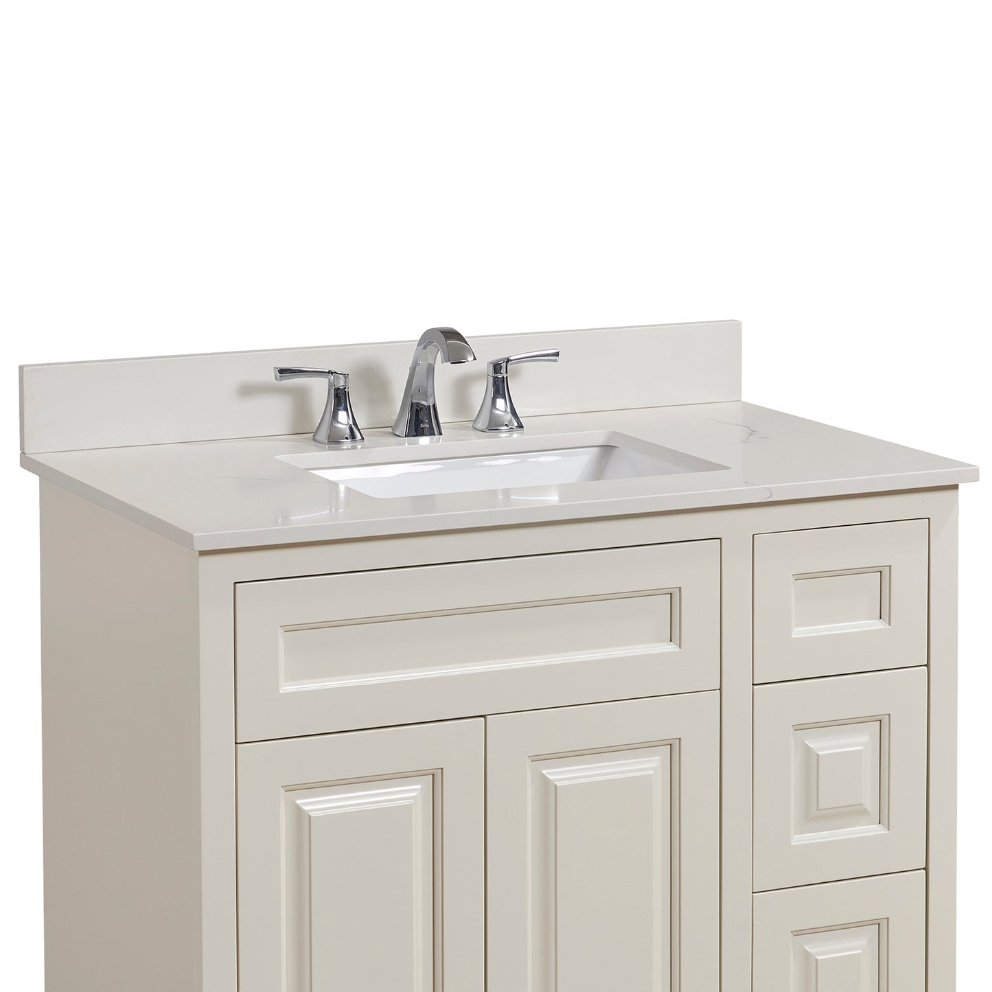 37 in. Stone effects Vanity Top in Milano White with White Sink