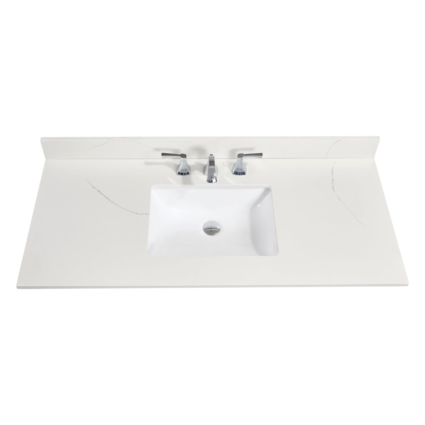 49 in. Stone effects Vanity Top in Milano White with White Sink