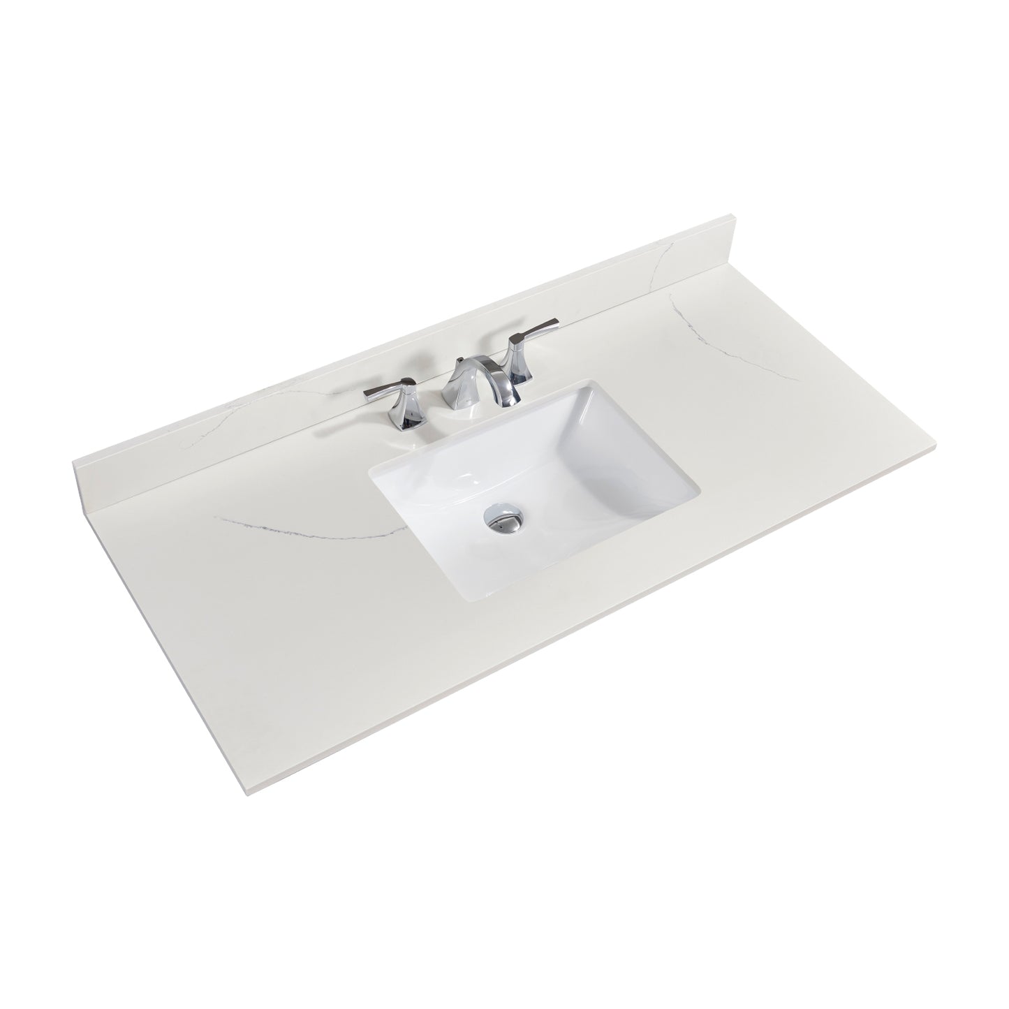 49 in. Stone effects Vanity Top in Milano White with White Sink
