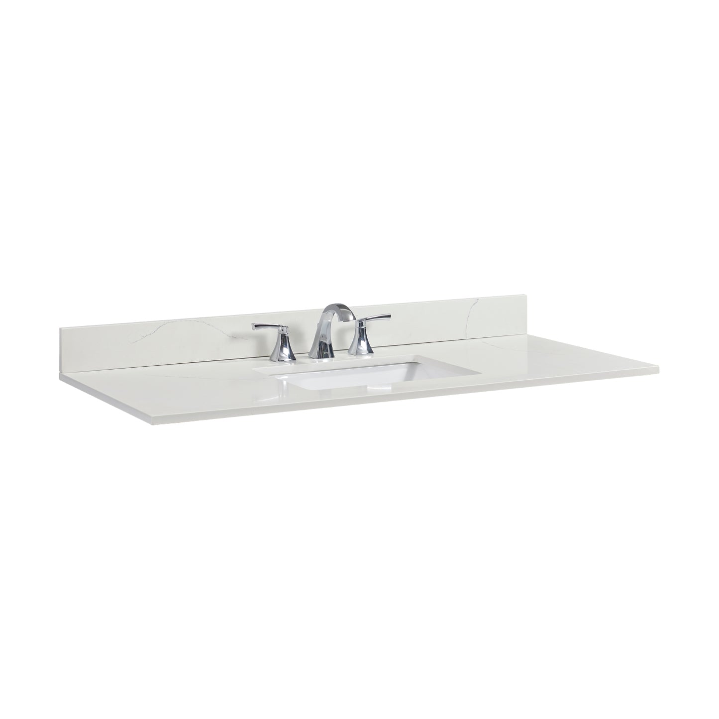Stone effects Vanity Top in Milano White with White Sink