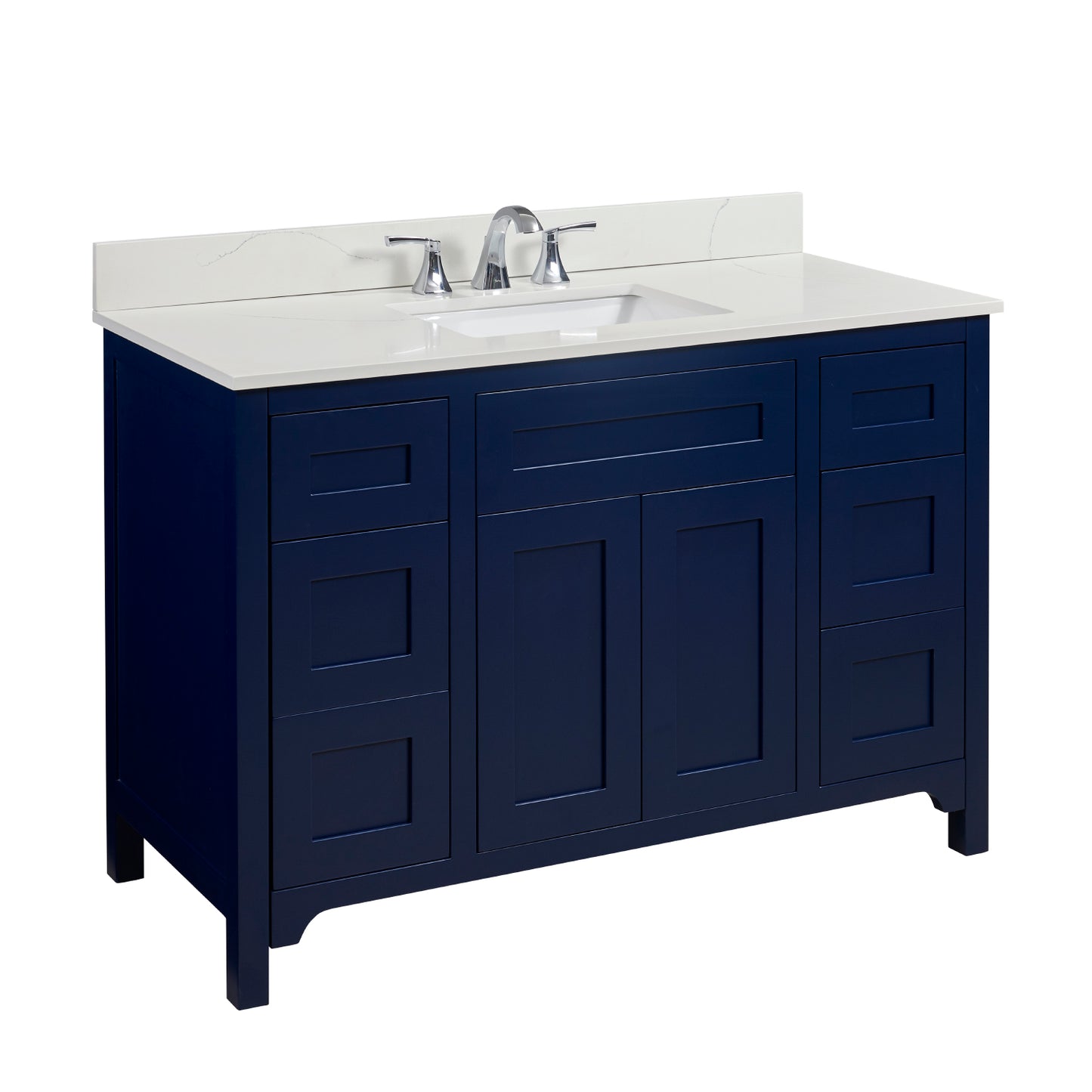 49 in. Stone effects Vanity Top in Milano White with White Sink