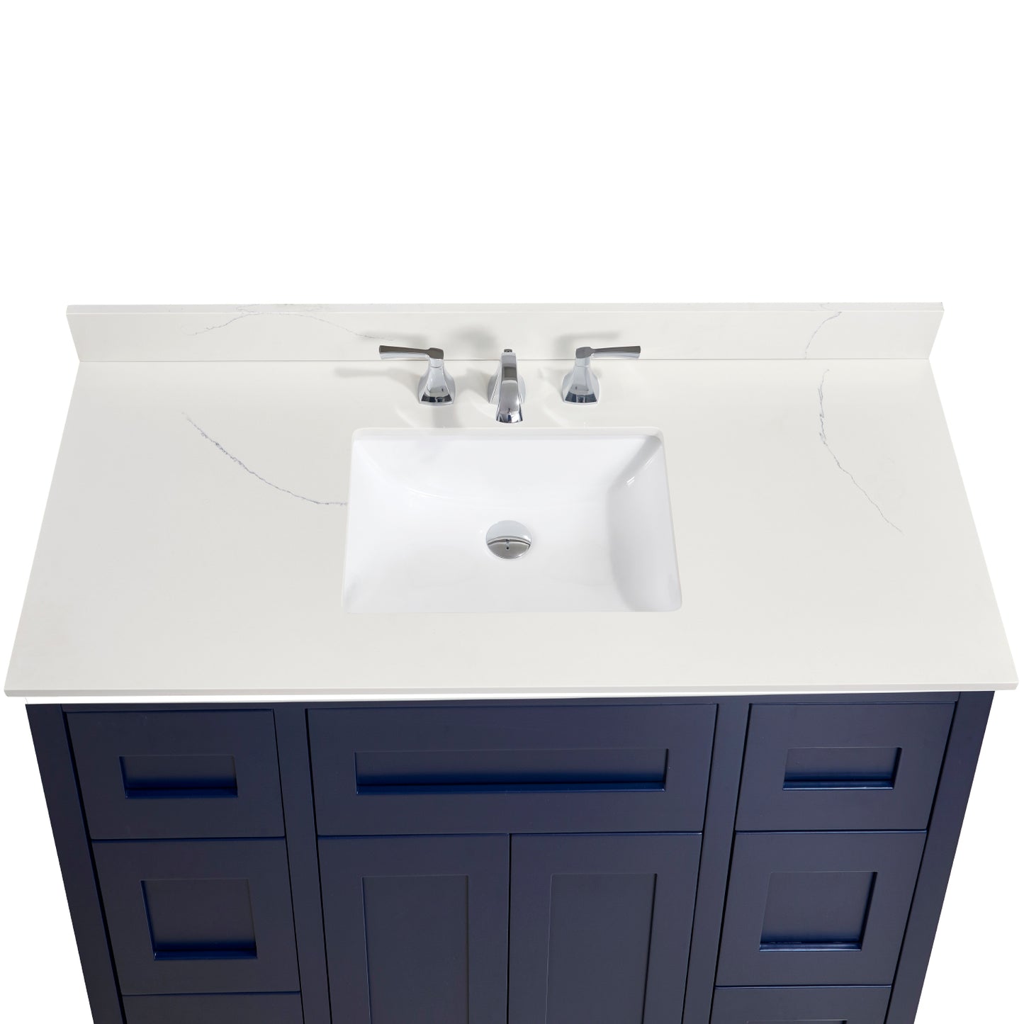 49 in. Stone effects Vanity Top in Milano White with White Sink