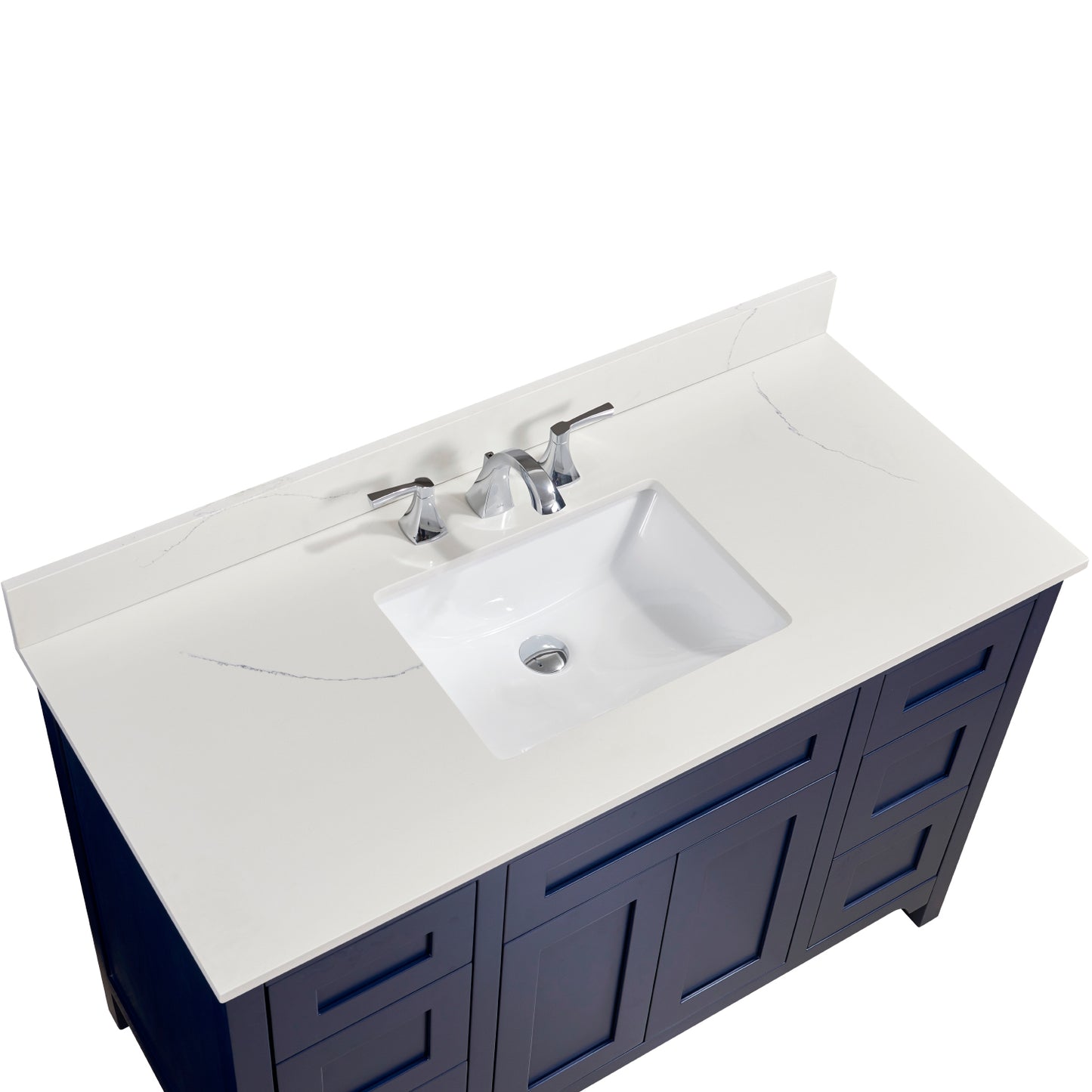 49 in. Stone effects Vanity Top in Milano White with White Sink