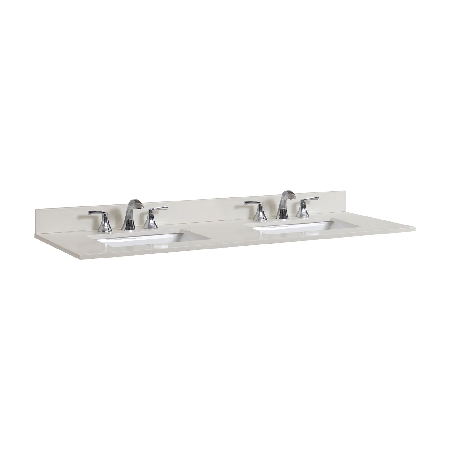 61 in. Stone effects Vanity Top in Milano White with White Sink