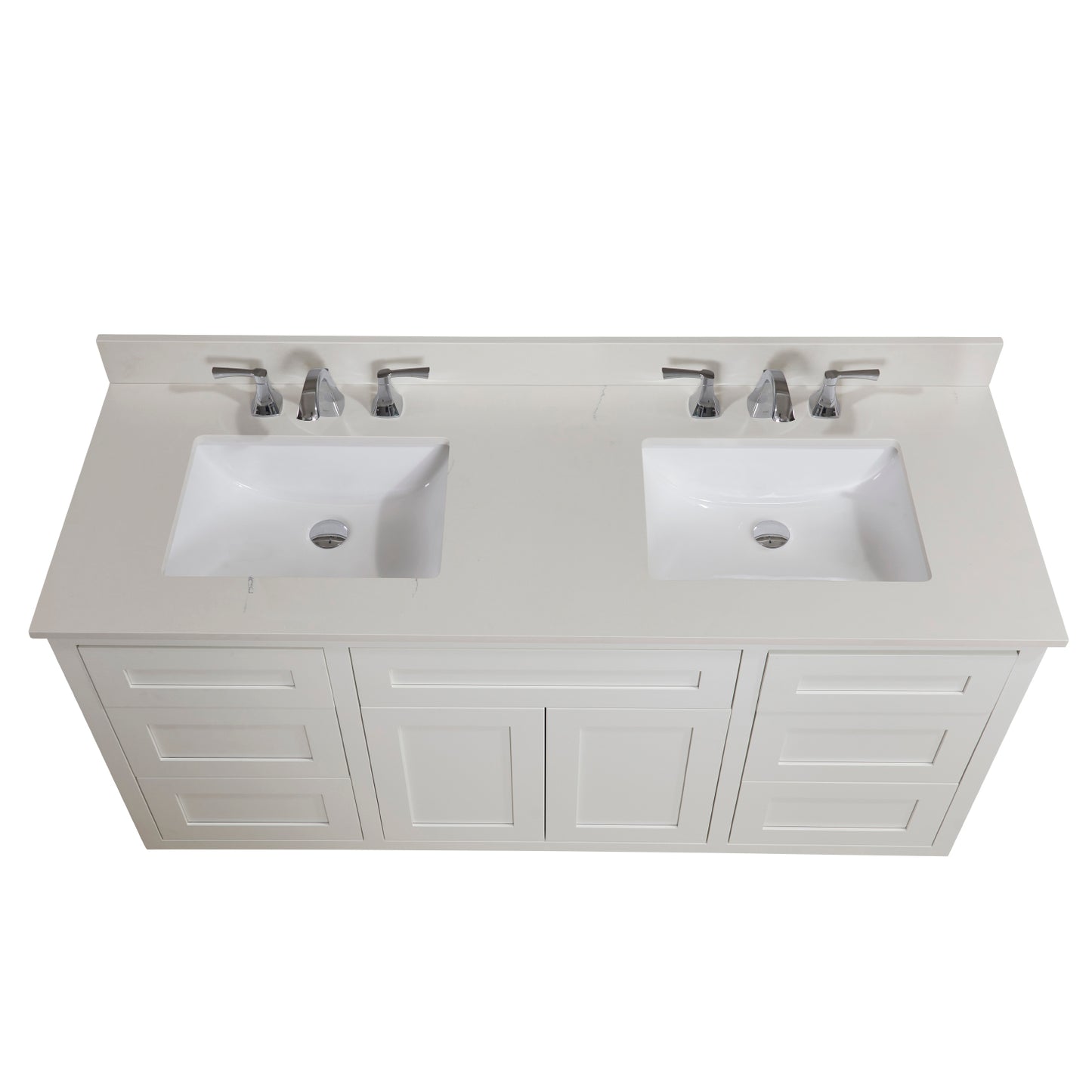 Stone effects Vanity Top in Milano White with White Sink