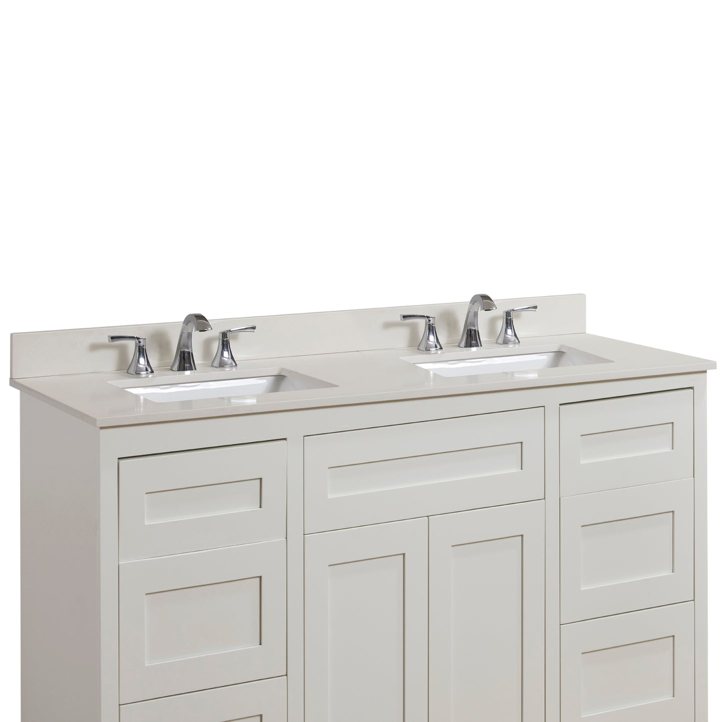 61 in. Stone effects Vanity Top in Milano White with White Sink