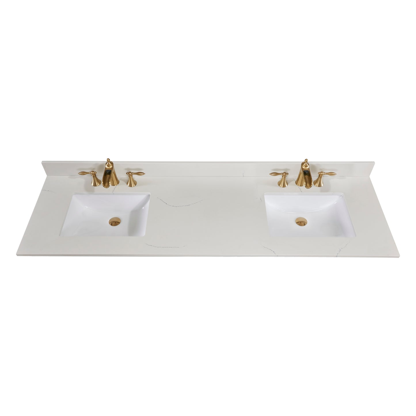 73 in. Stone effects Vanity Top in Milano White with White Sink