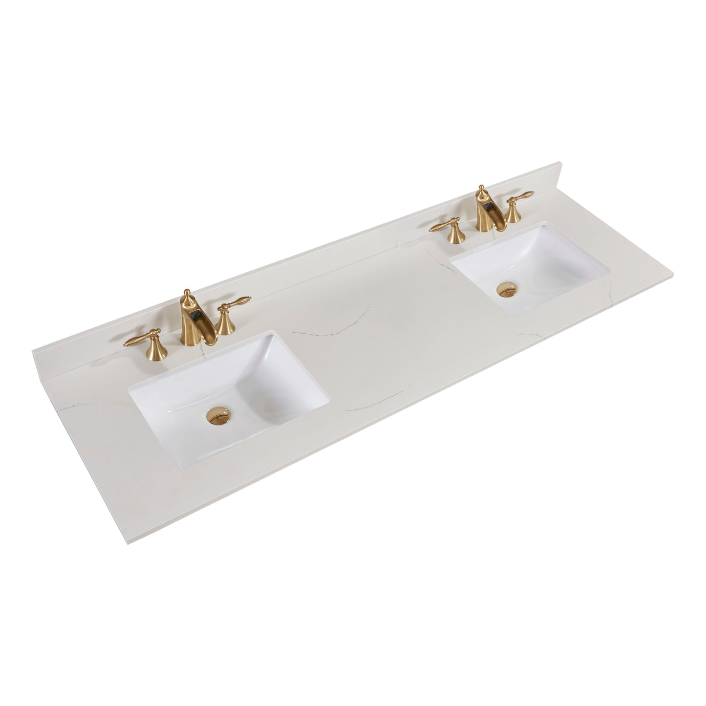 73 in. Stone effects Vanity Top in Milano White with White Sink