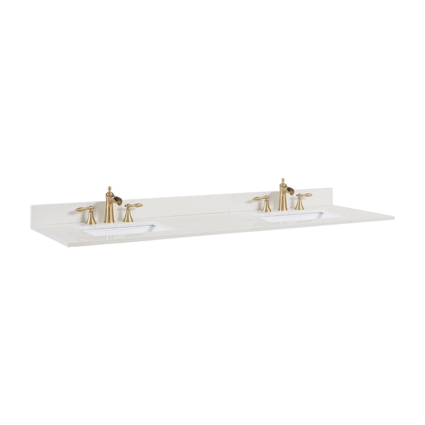 73 in. Stone effects Vanity Top in Milano White with White Sink