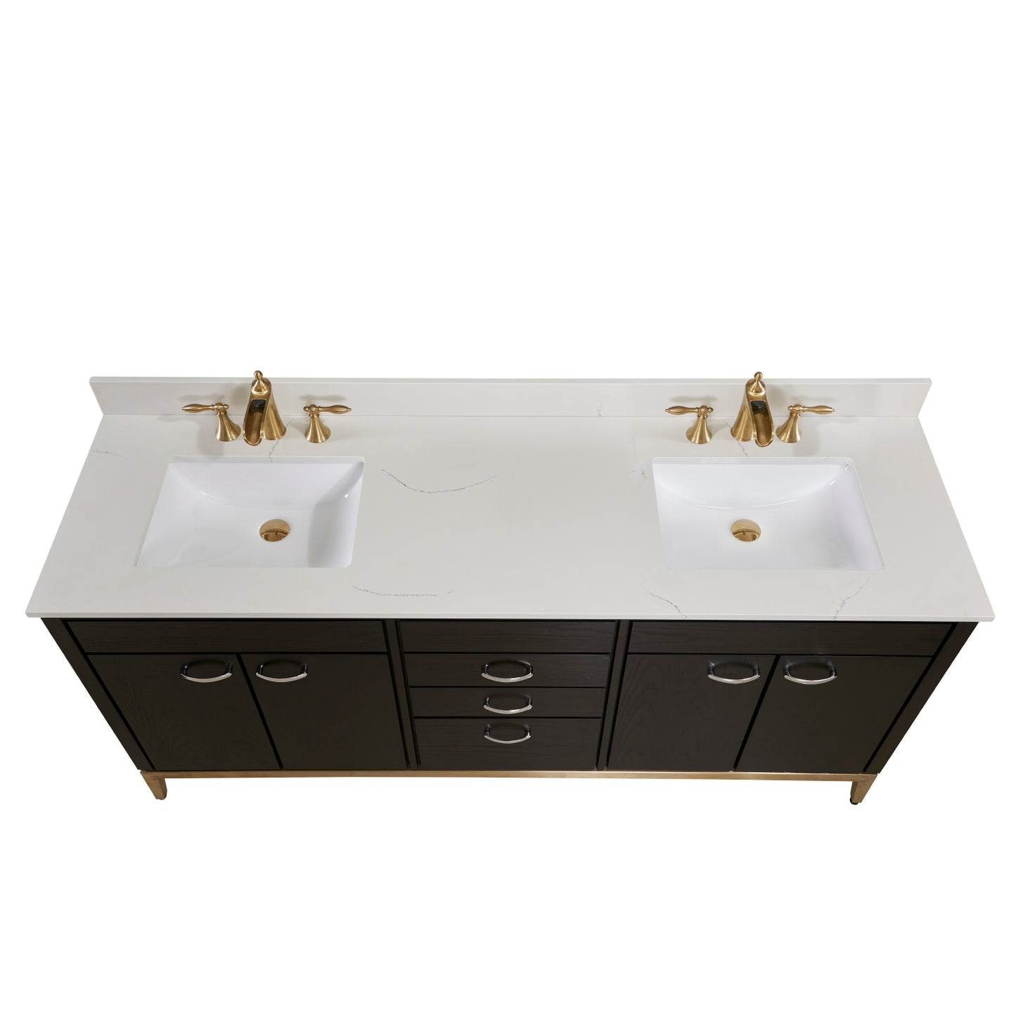 73 in. Stone effects Vanity Top in Milano White with White Sink