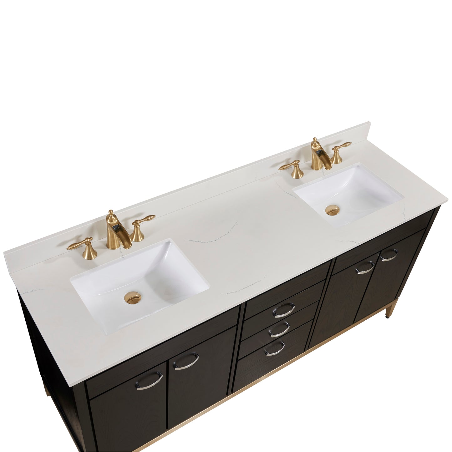 73 in. Stone effects Vanity Top in Milano White with White Sink