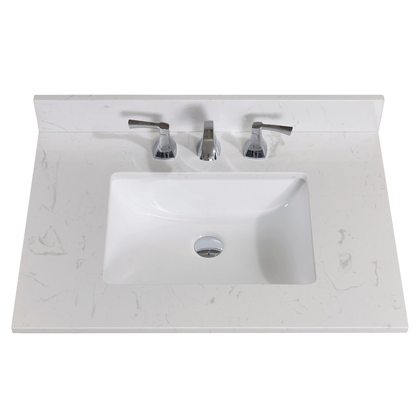 31 in. Stone effects Vanity Top in Jazz White with White Sink