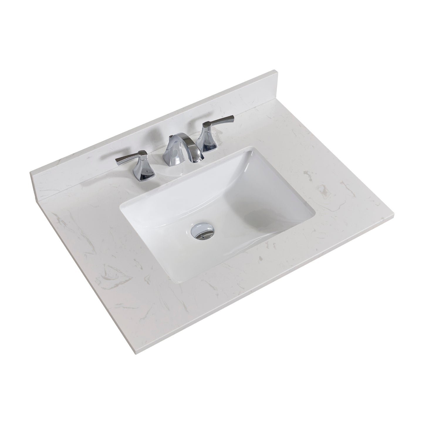 31 in. Stone effects Vanity Top in Jazz White with White Sink