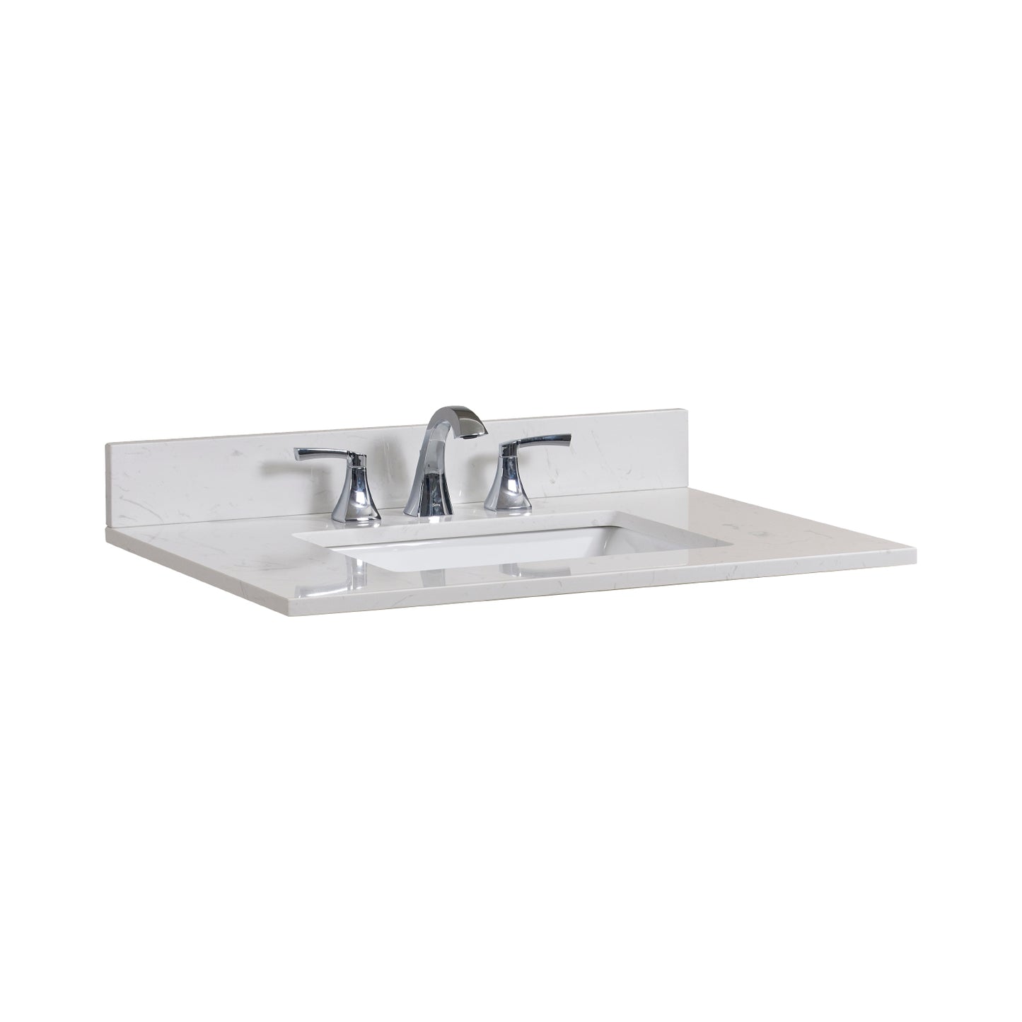 31 in. Stone effects Vanity Top in Jazz White with White Sink