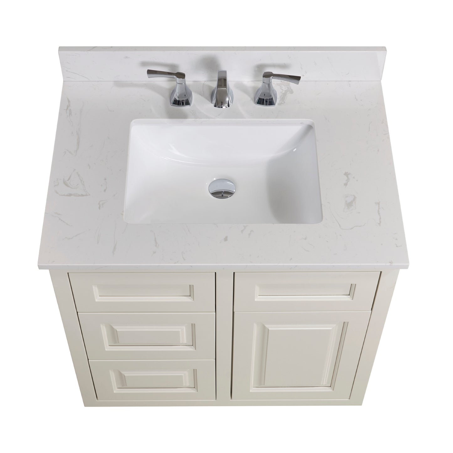 31 in. Stone effects Vanity Top in Jazz White with White Sink