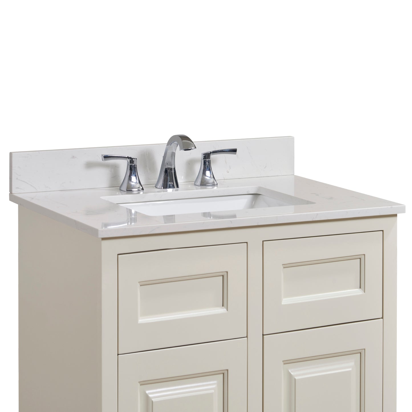 31 in. Stone effects Vanity Top in Jazz White with White Sink