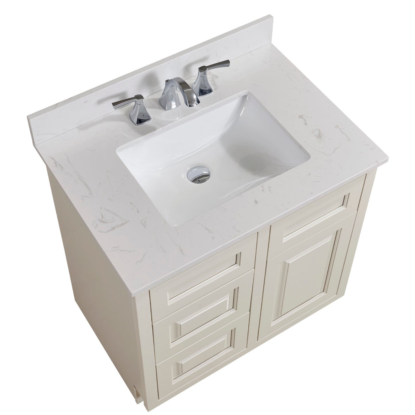 31 in. Stone effects Vanity Top in Jazz White with White Sink