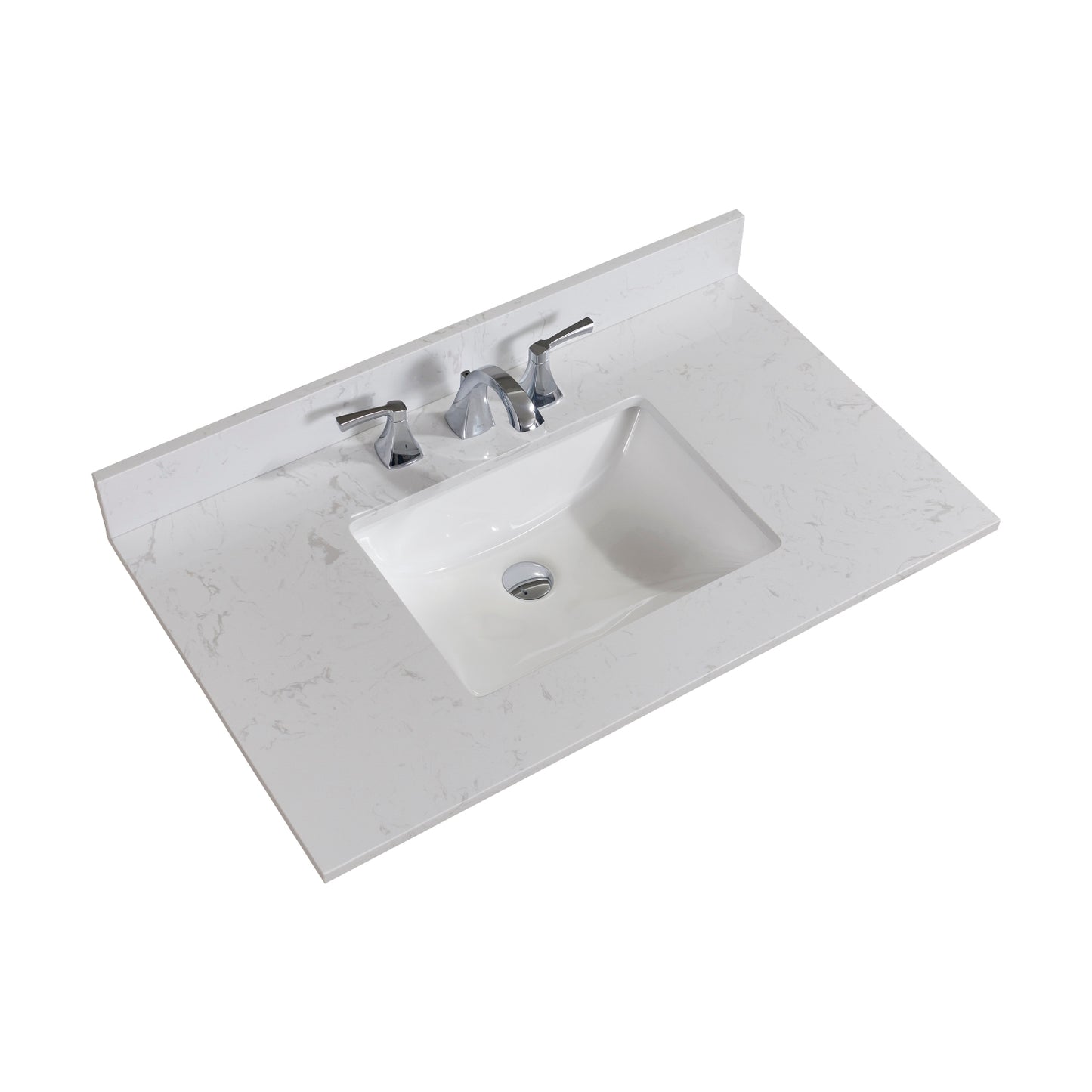 37 in. Stone effects Vanity Top in Jazz White with White Sink