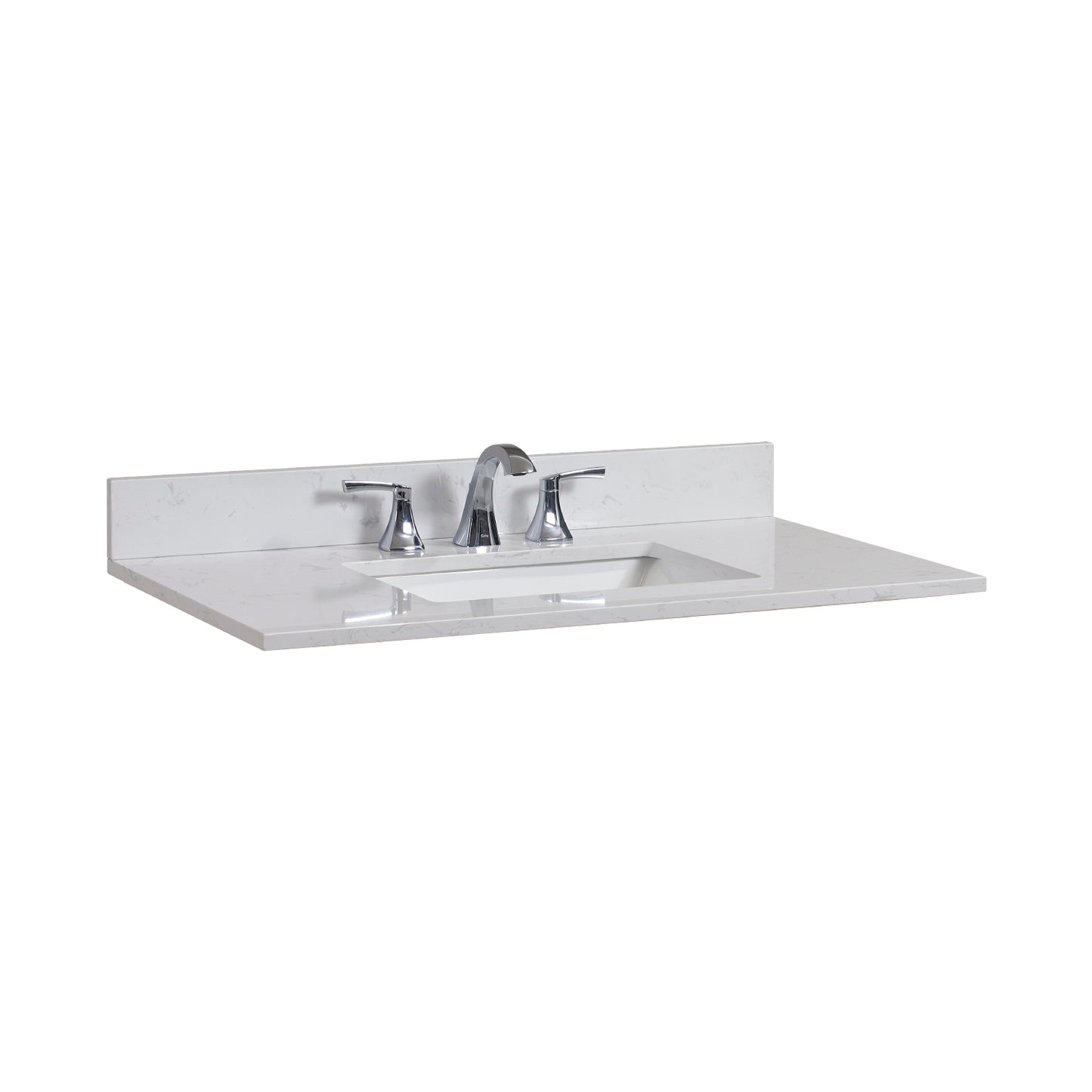 37 in. Stone effects Vanity Top in Jazz White with White Sink