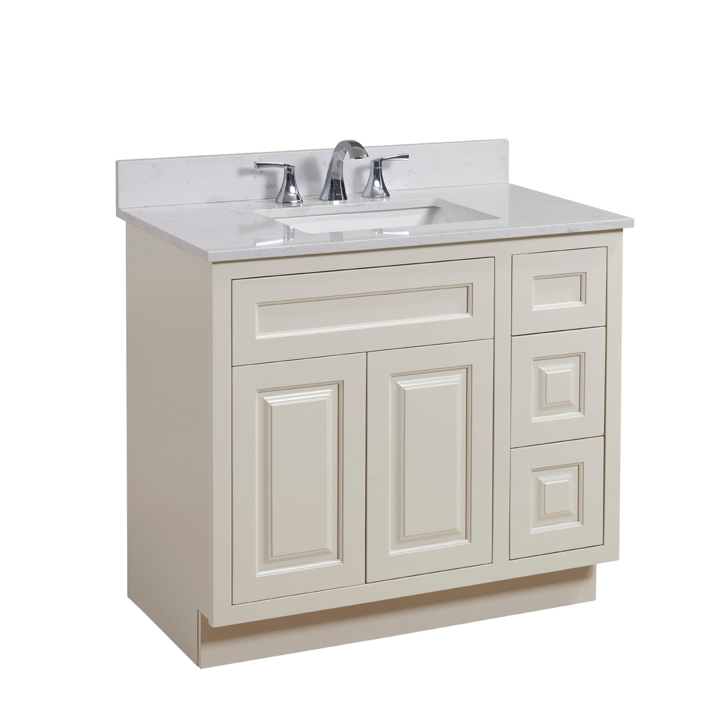 37 in. Stone effects Vanity Top in Jazz White with White Sink