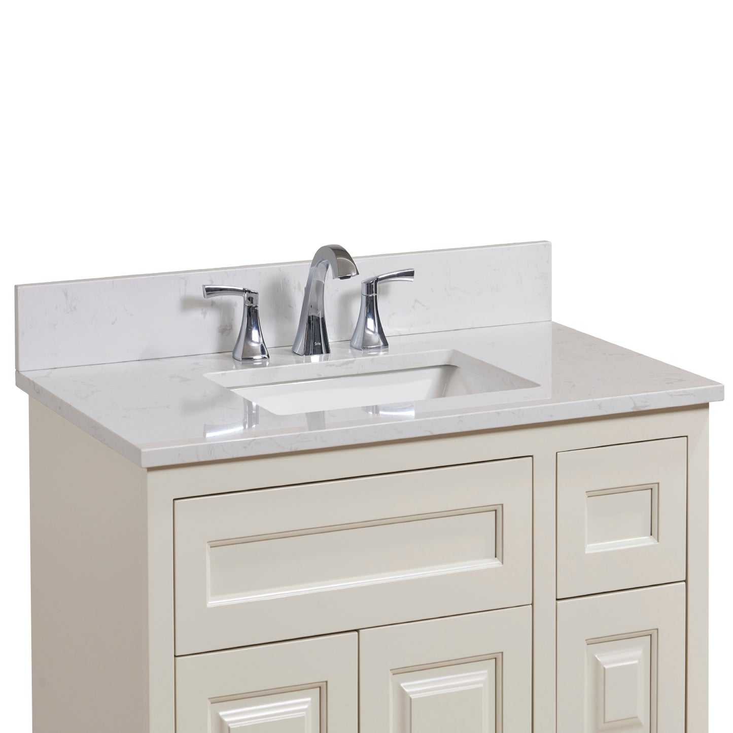 37 in. Stone effects Vanity Top in Jazz White with White Sink