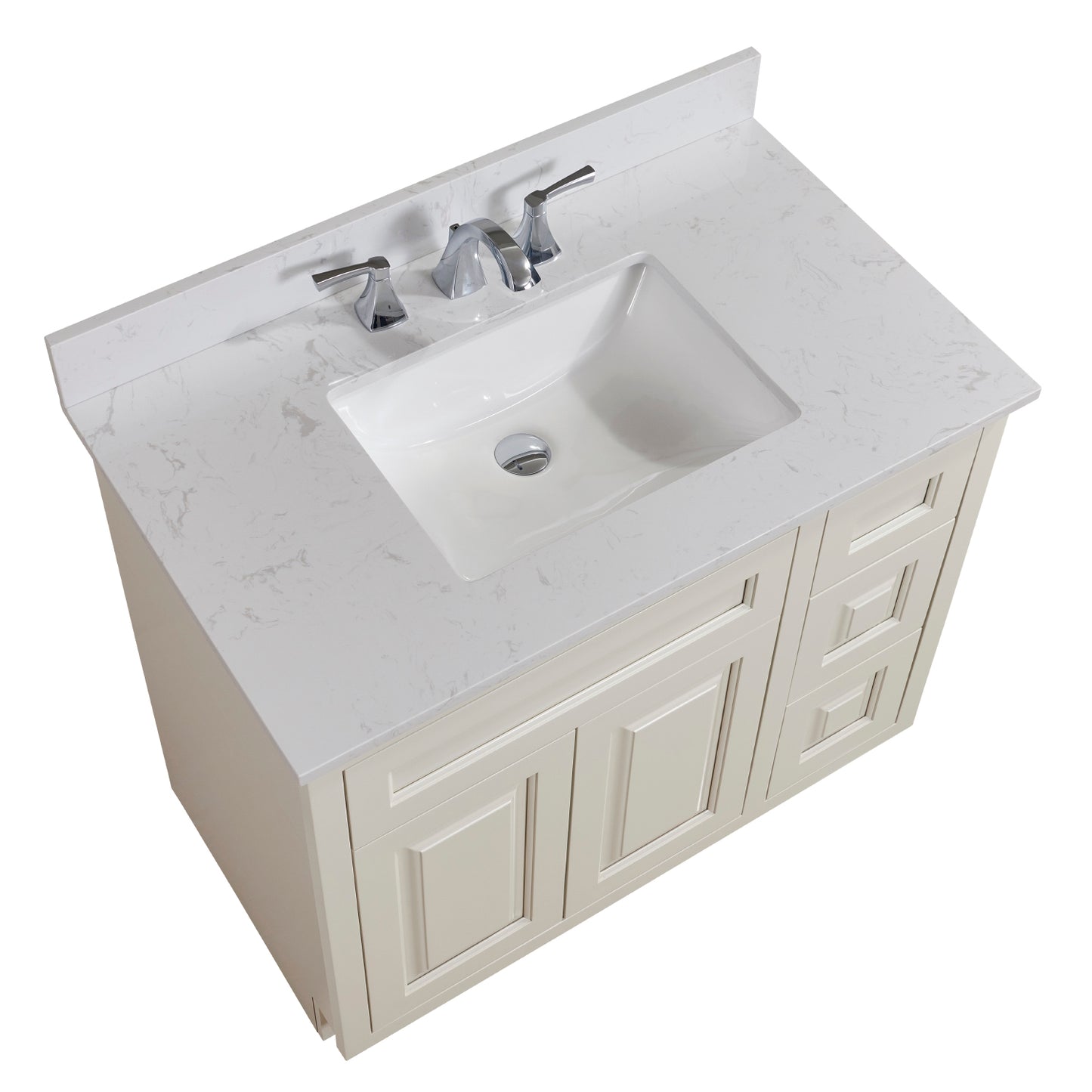 37 in. Stone effects Vanity Top in Jazz White with White Sink