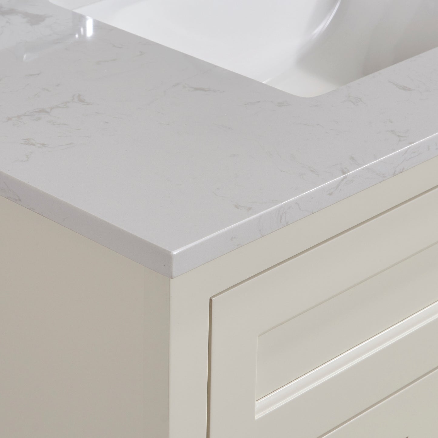 37 in. Stone effects Vanity Top in Jazz White with White Sink