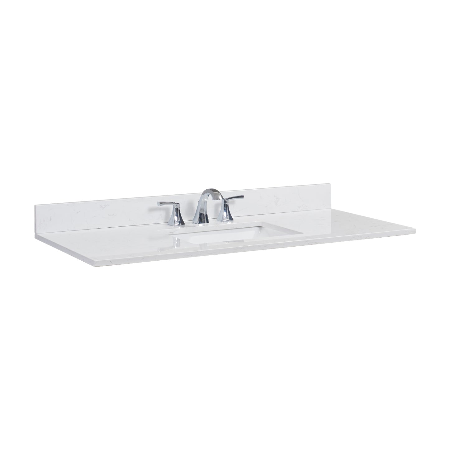 49 in. Stone effects Vanity Top in Jazz White with White Sink