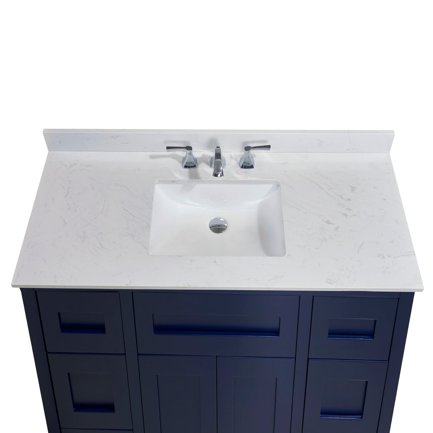 49 in. Stone effects Vanity Top in Jazz White with White Sink