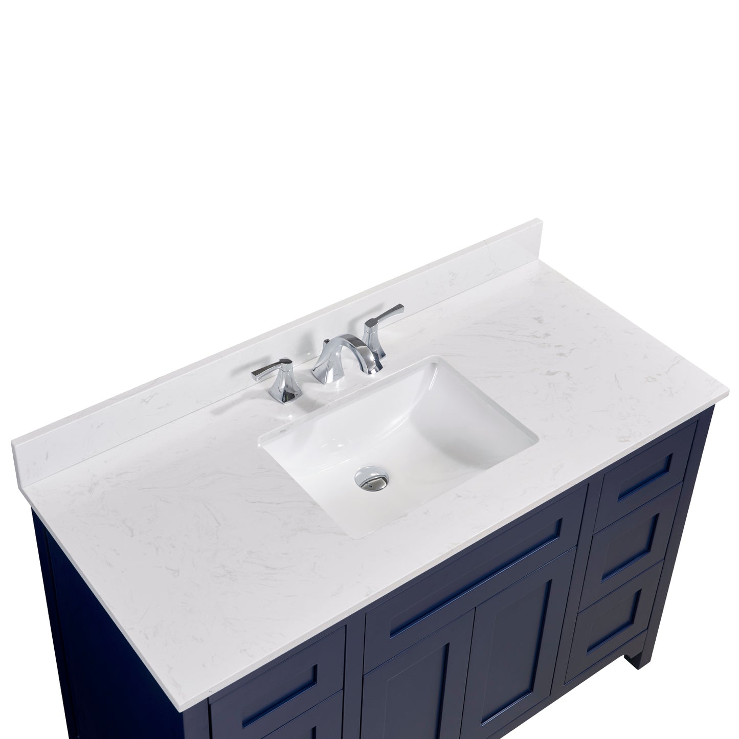 49 in. Stone effects Vanity Top in Jazz White with White Sink