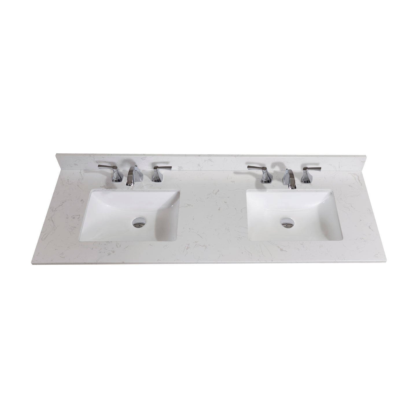 61 in. Stone effects Vanity Top in Jazz White with White Sink