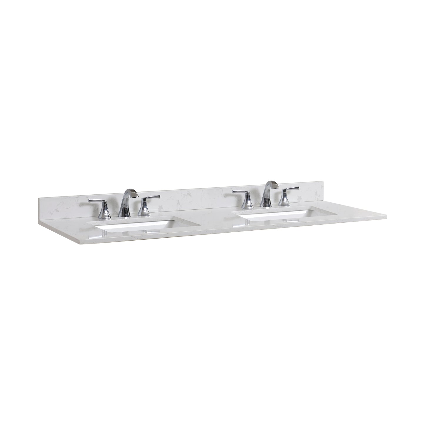 61 in. Stone effects Vanity Top in Jazz White with White Sink