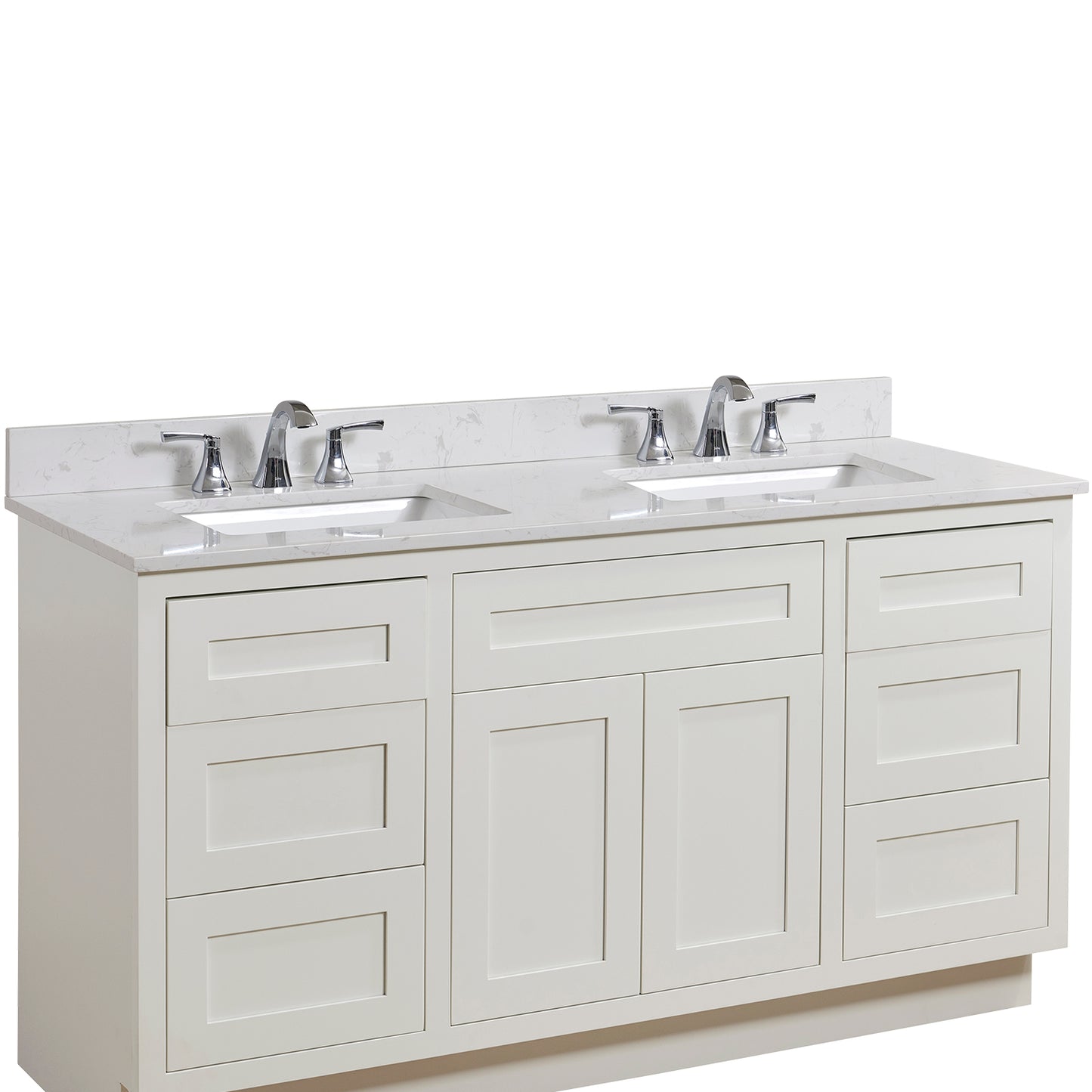 61 in. Stone effects Vanity Top in Jazz White with White Sink