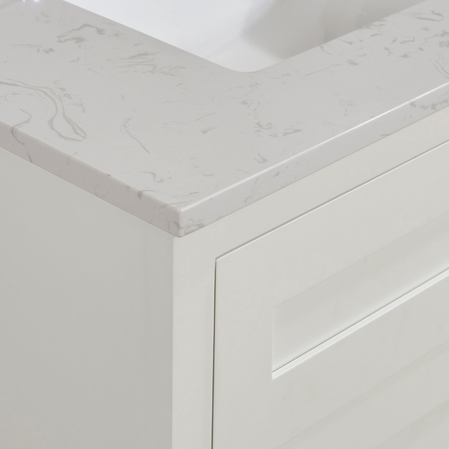 61 in. Stone effects Vanity Top in Jazz White with White Sink