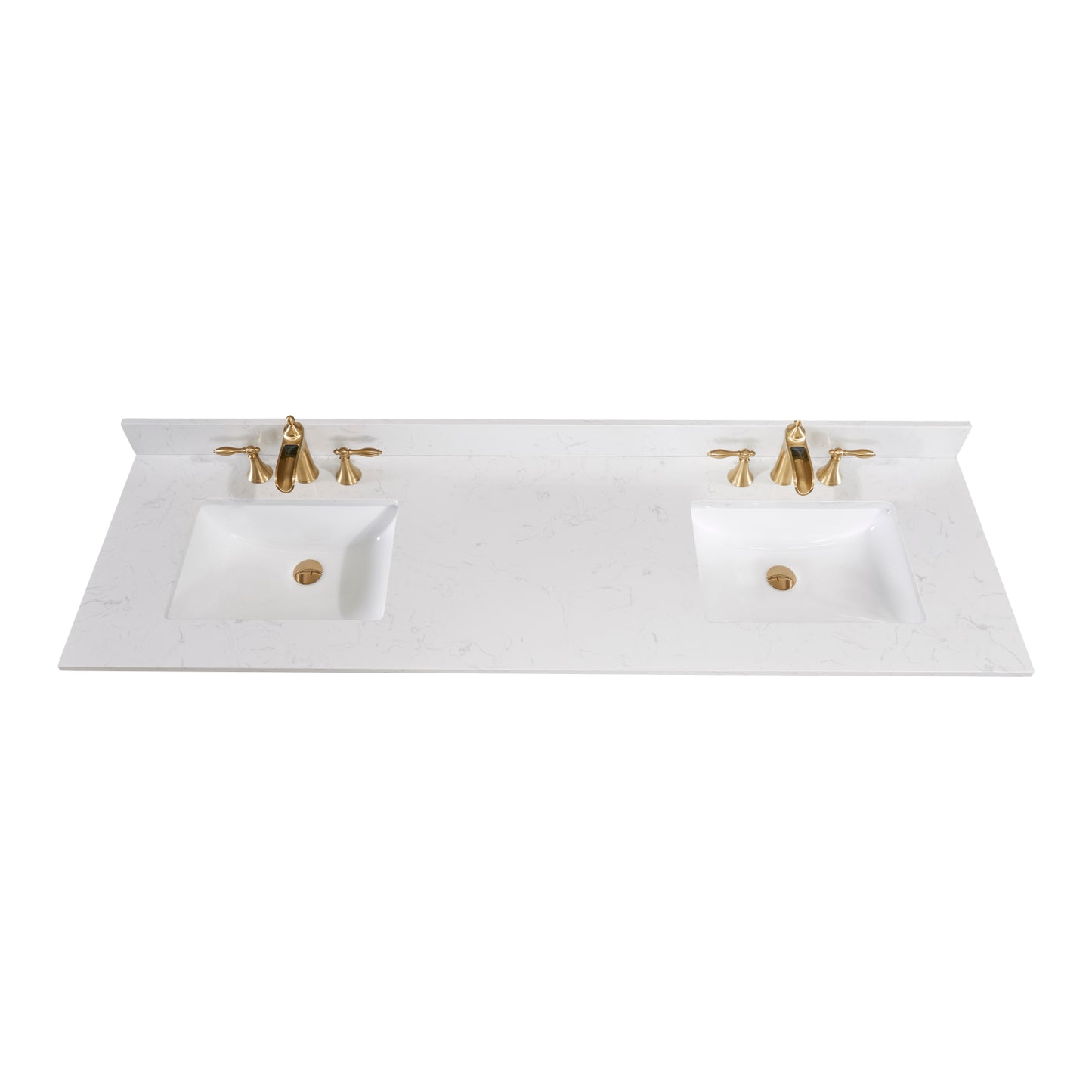73 in. Stone effects Vanity Top in Jazz White with White Sink