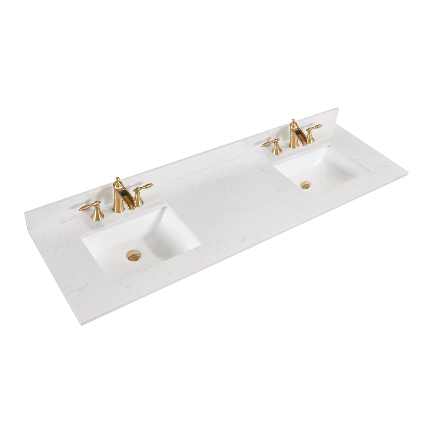 73 in. Stone effects Vanity Top in Jazz White with White Sink