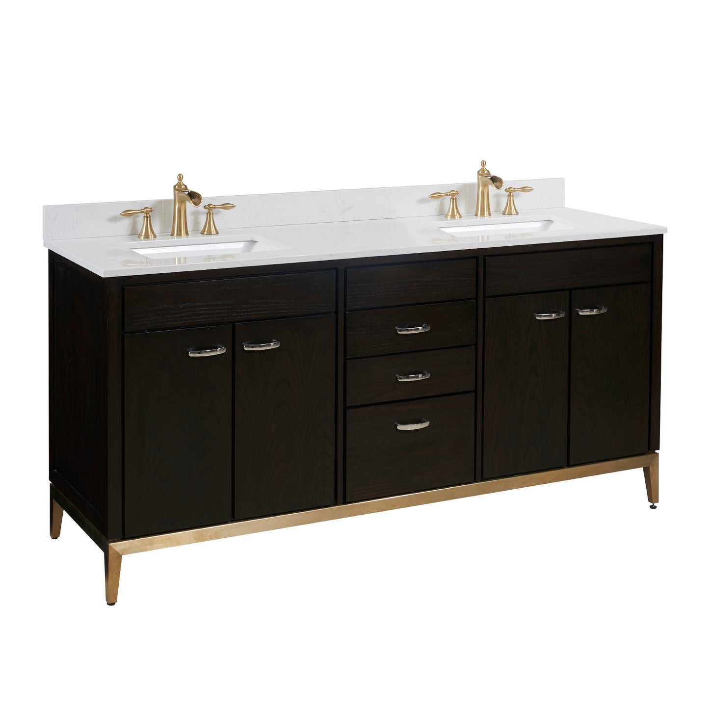 73 in. Stone effects Vanity Top in Jazz White with White Sink