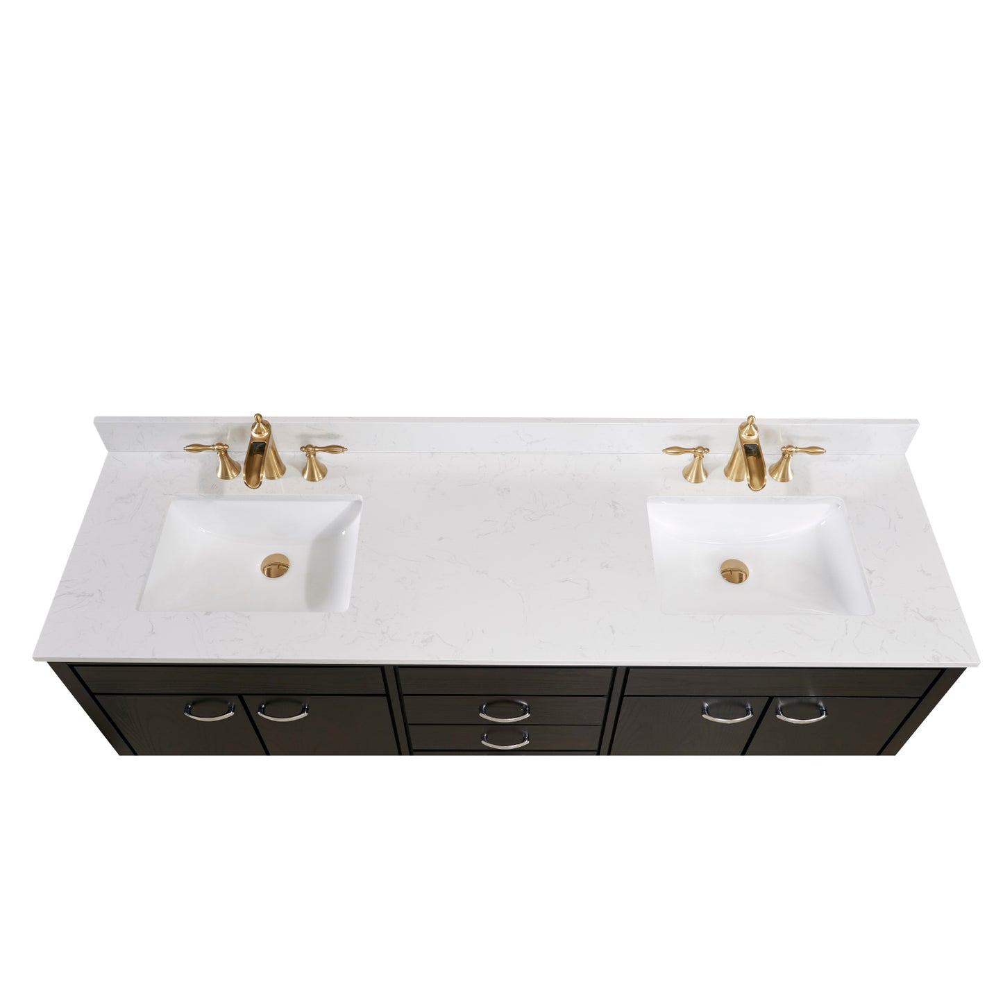 Stone effects Vanity Top in Jazz White with White Sink