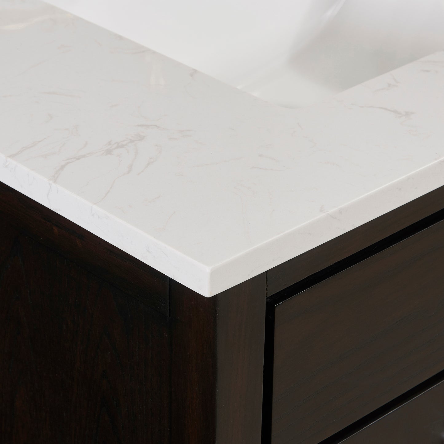 73 in. Stone effects Vanity Top in Jazz White with White Sink