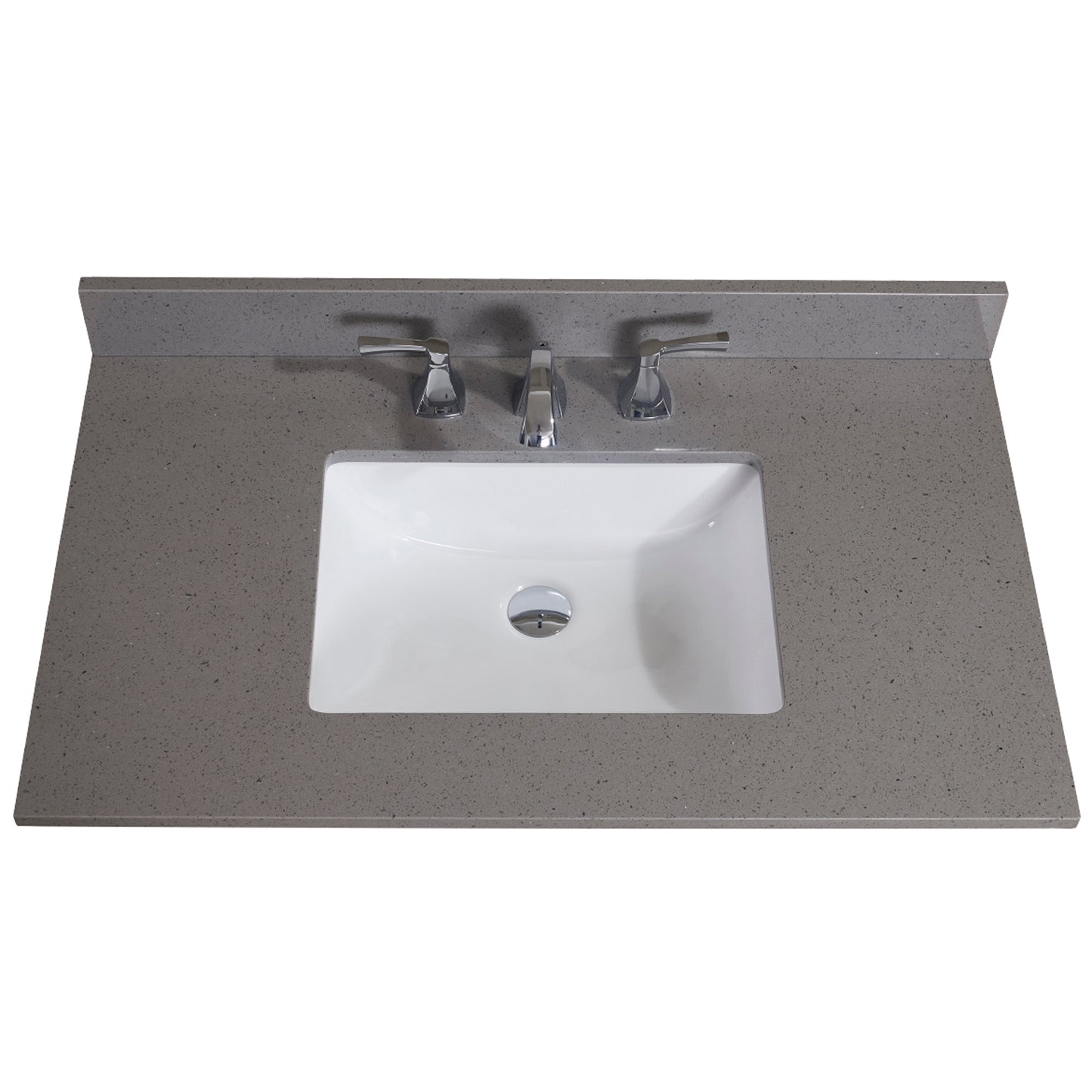 37 in. Mountain Gray/Polished Engineered Marble Bathroom Vanity Top with White Sink