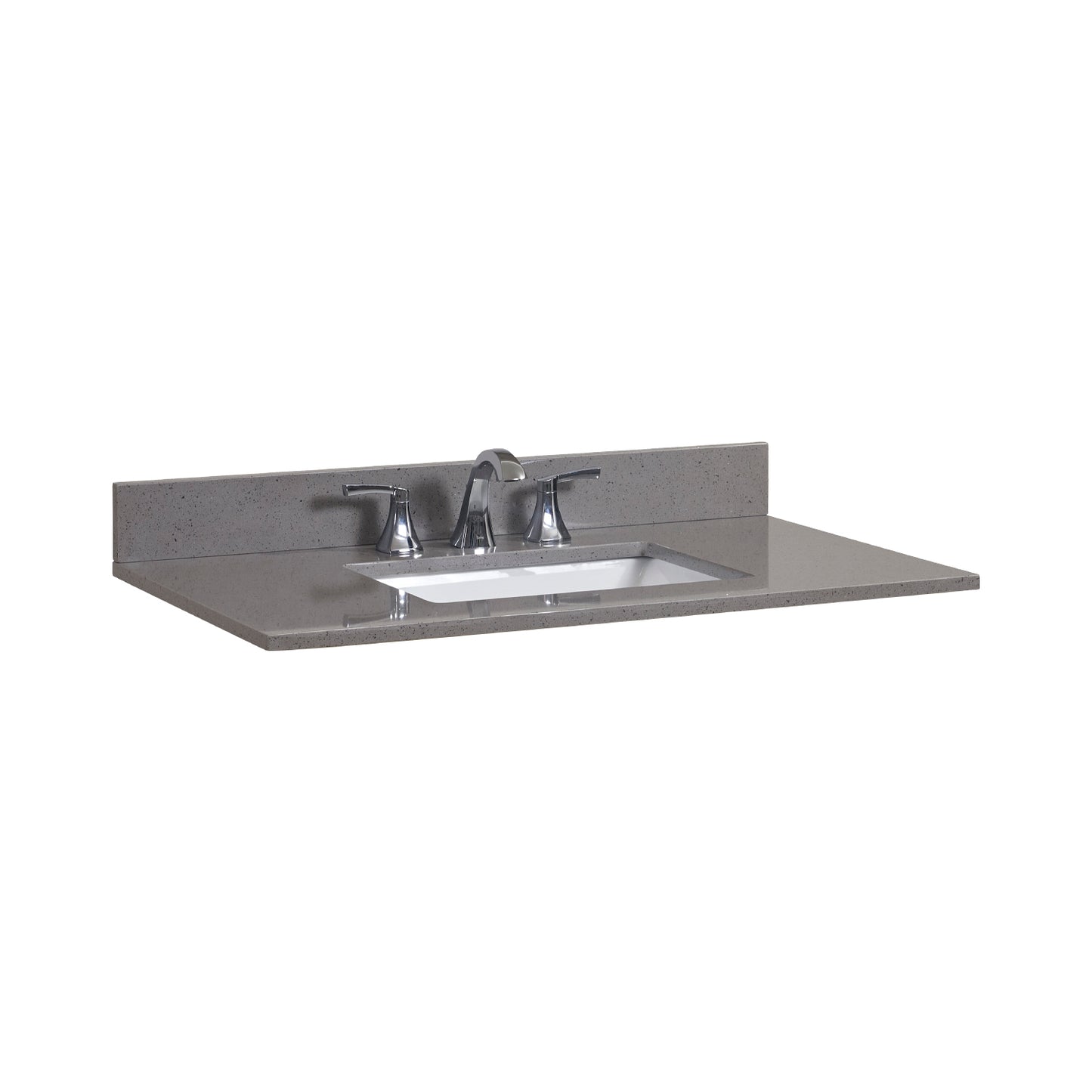 37 in. Mountain Gray/Polished Engineered Marble Bathroom Vanity Top with White Sink