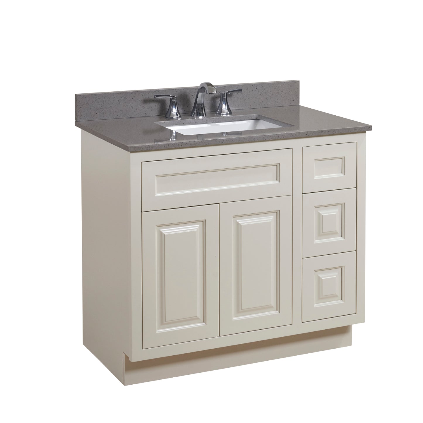37 in. Mountain Gray/Polished Engineered Marble Bathroom Vanity Top with White Sink