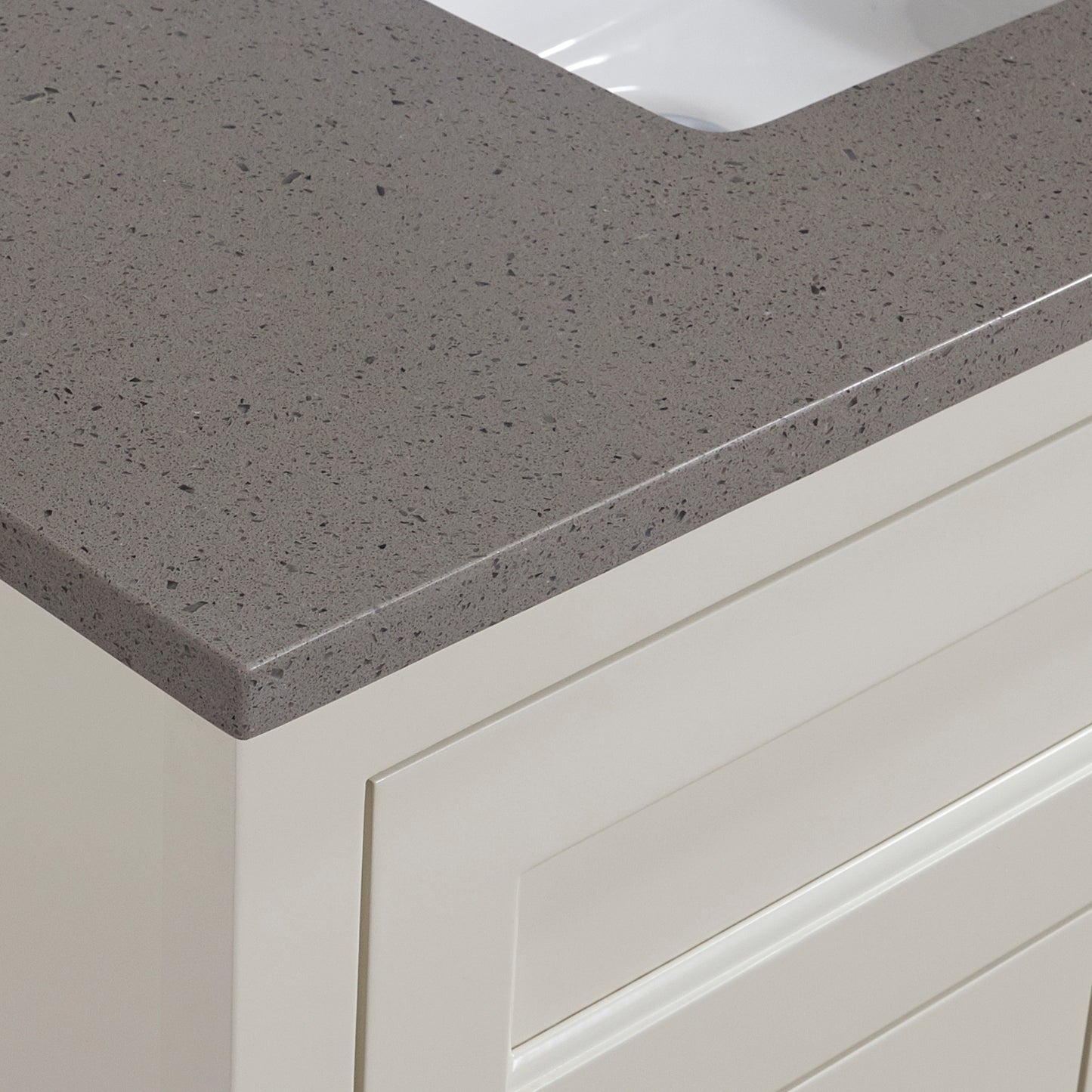 37 in. Mountain Gray/Polished Engineered Marble Bathroom Vanity Top with White Sink