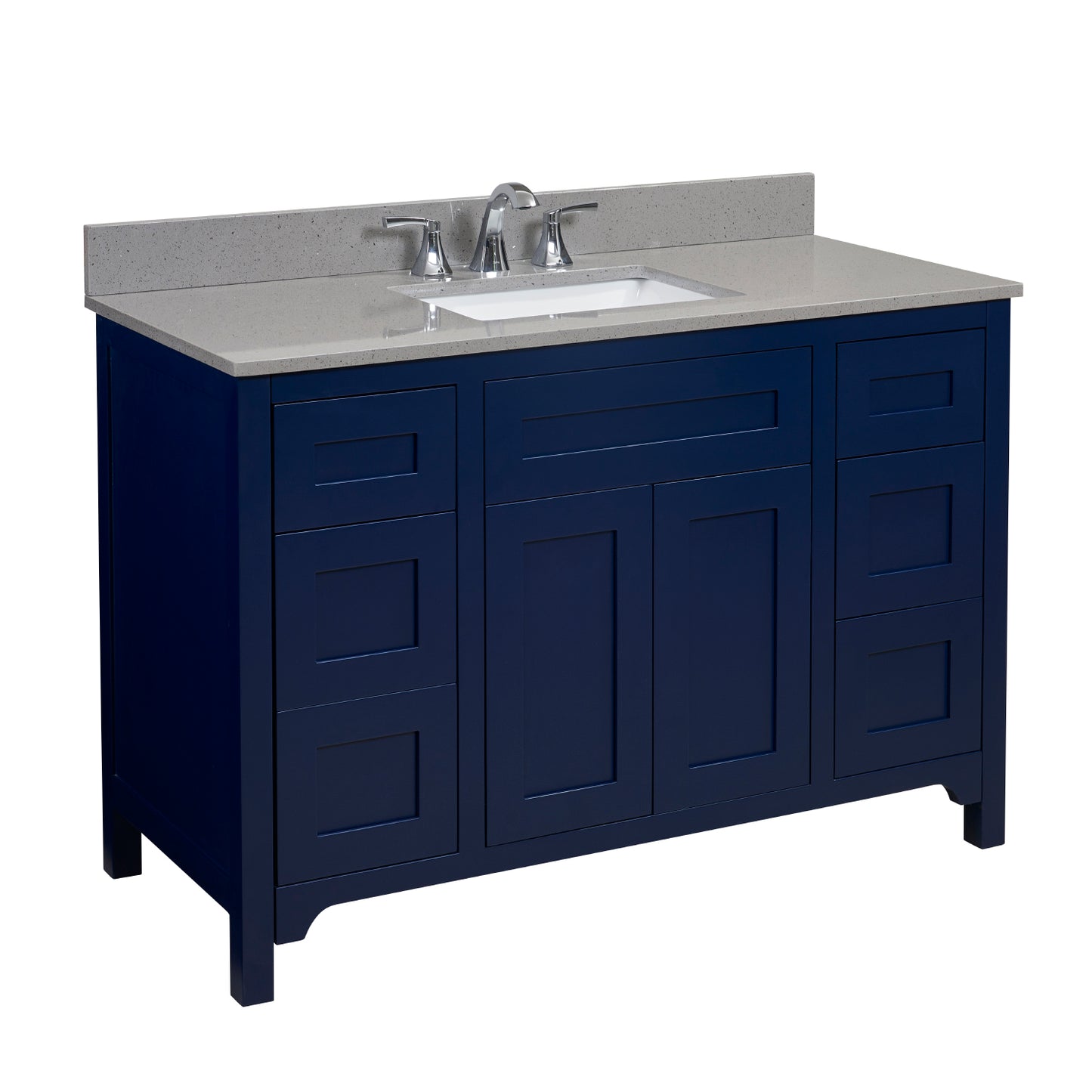 49 in. Mountain Gray/Polished Engineered Marble Bathroom Vanity Top with White Sink