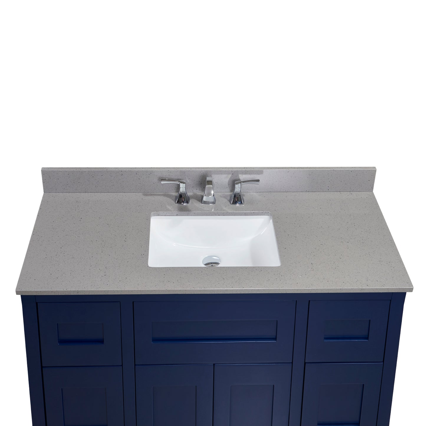49 in. Mountain Gray/Polished Engineered Marble Bathroom Vanity Top with White Sink