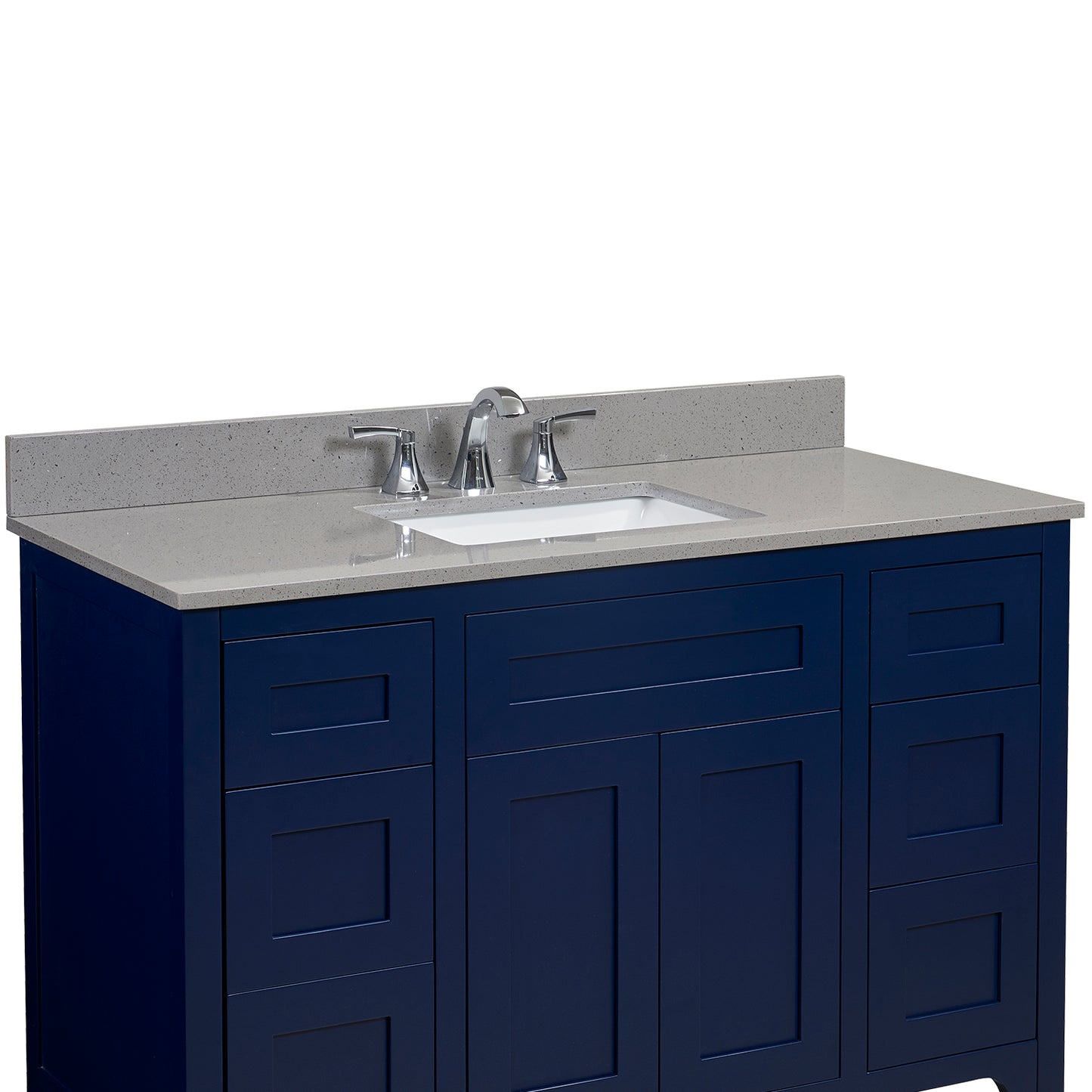 49 in. Mountain Gray/Polished Engineered Marble Bathroom Vanity Top with White Sink